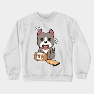 Cute Grey Dog spilled a jar of peanut butter Crewneck Sweatshirt